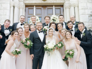 bridal party on front steps