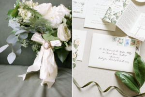 bridal bouquet and invites