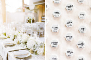 place card tiles and reception tables