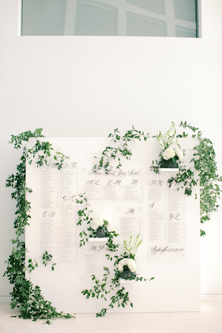 Seating chart with greenery