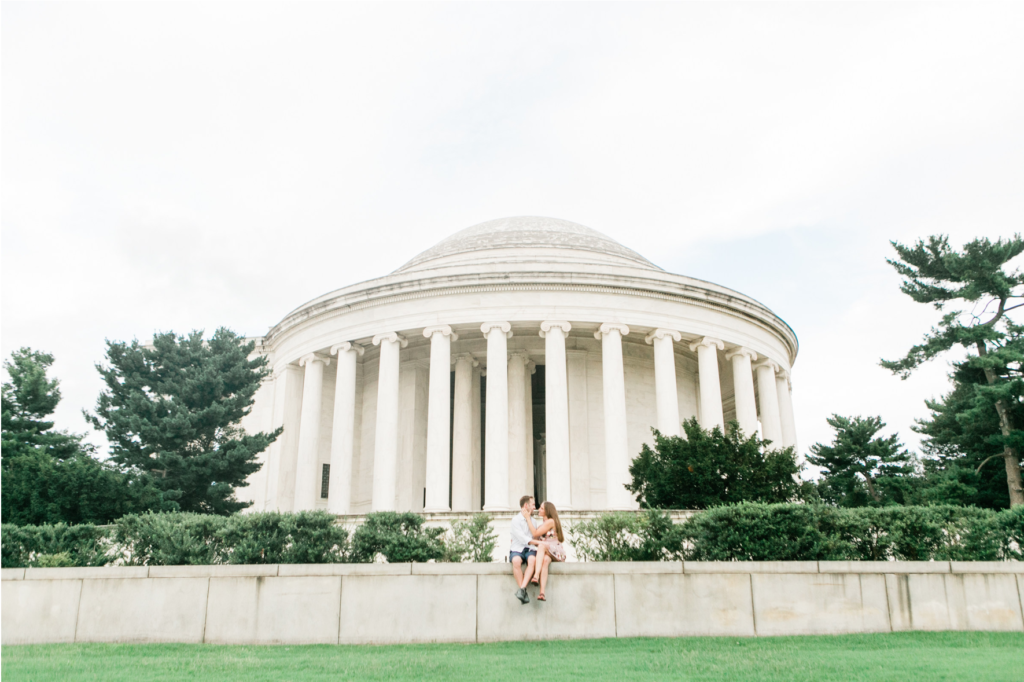 Bride and groom at washington DC monument, taken by astrid photo